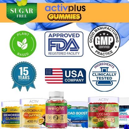 ACTIV PLUS Gainer for Women | 10 clinically Studied Ingredients | Plant Based Vegan Strawberry Flavor | Packaging May Vary | Sugar Free 60 Gummies