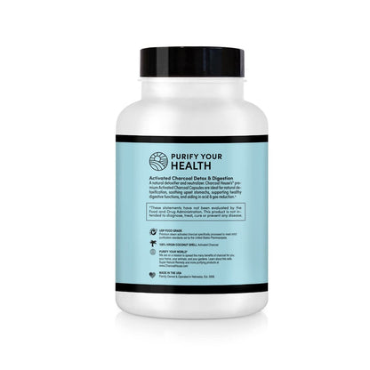 Activated Charcoal Capsules 125 Vegetarian Capsules 320mg - Vegan 100% Pure Coconut Shell Charcoal No Filler