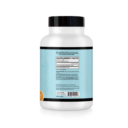 Activated Charcoal Capsules 125 Vegetarian Capsules 320mg - Vegan 100% Pure Coconut Shell Charcoal No Filler