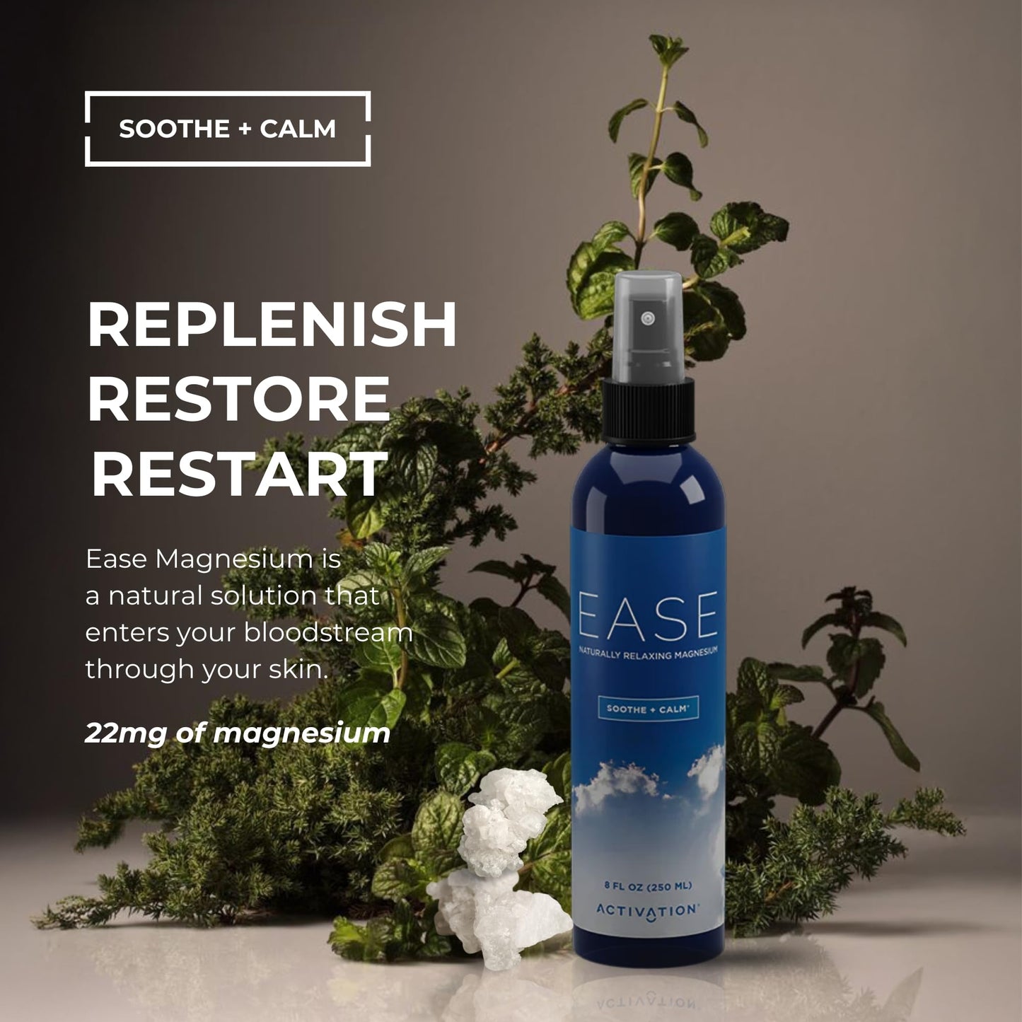 Activation Ease Magnesium Spray | 250 ml | Dead Sea Magnesium Chloride | Fast-Absorbing Topical Spray for Natural Balance and Relaxation