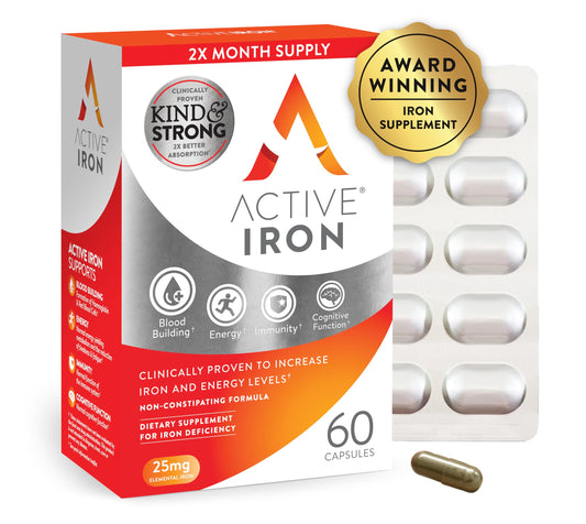 Active Iron Supplement 25mg – Clinically Proven to Increase Iron & Energy Levels – Gentle, Non-Constipating, Highly Absorbed – 60 Capsules BritishVita | Premium UK Vitamins & Wellness Supplements
