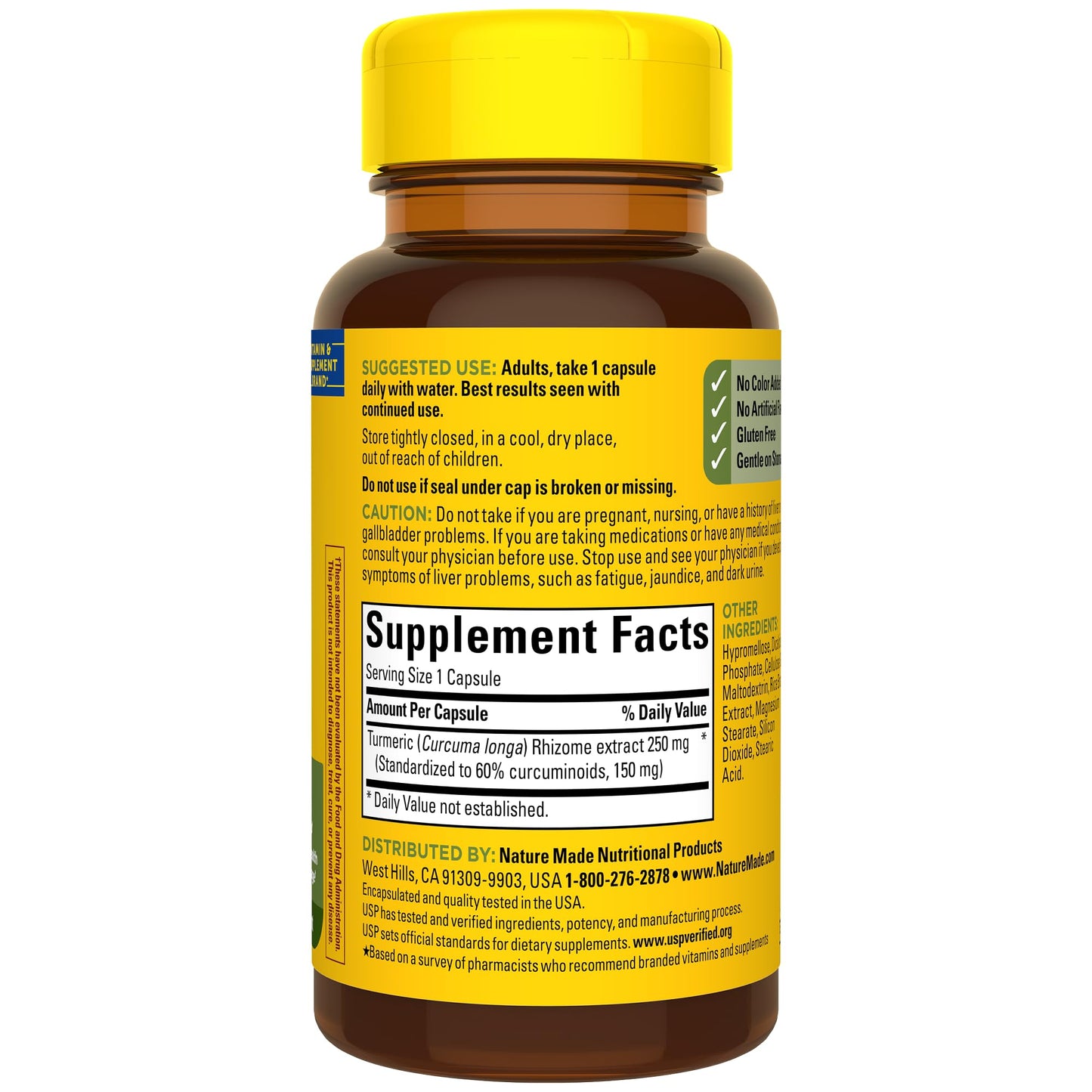 Nature Made High Absorption Turmeric Curcumin Capsules – 250 mg, 30-Count