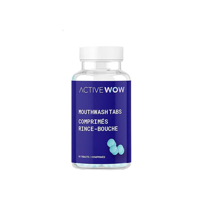 Active Wow Mouthwash Tablets - Mint Chewable 60-Tab Pack, Fluoride-Free, Alcohol-Free, Vegan