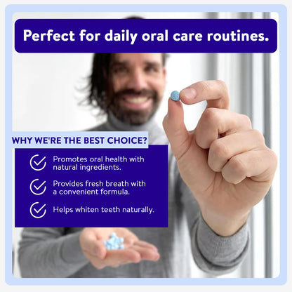 Active Wow Mouthwash Tablets - Mint Chewable 60-Tab Pack, Fluoride-Free, Alcohol-Free, Vegan