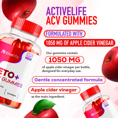 (2 Pack) ActivLife Keto ACV Gummies - Advanced Weight Loss