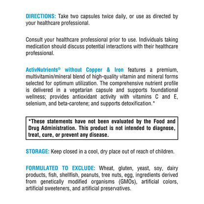 XYMOGEN ActivNutrients Without Copper & Iron – Multivitamin for Men & Women (120 Caps)