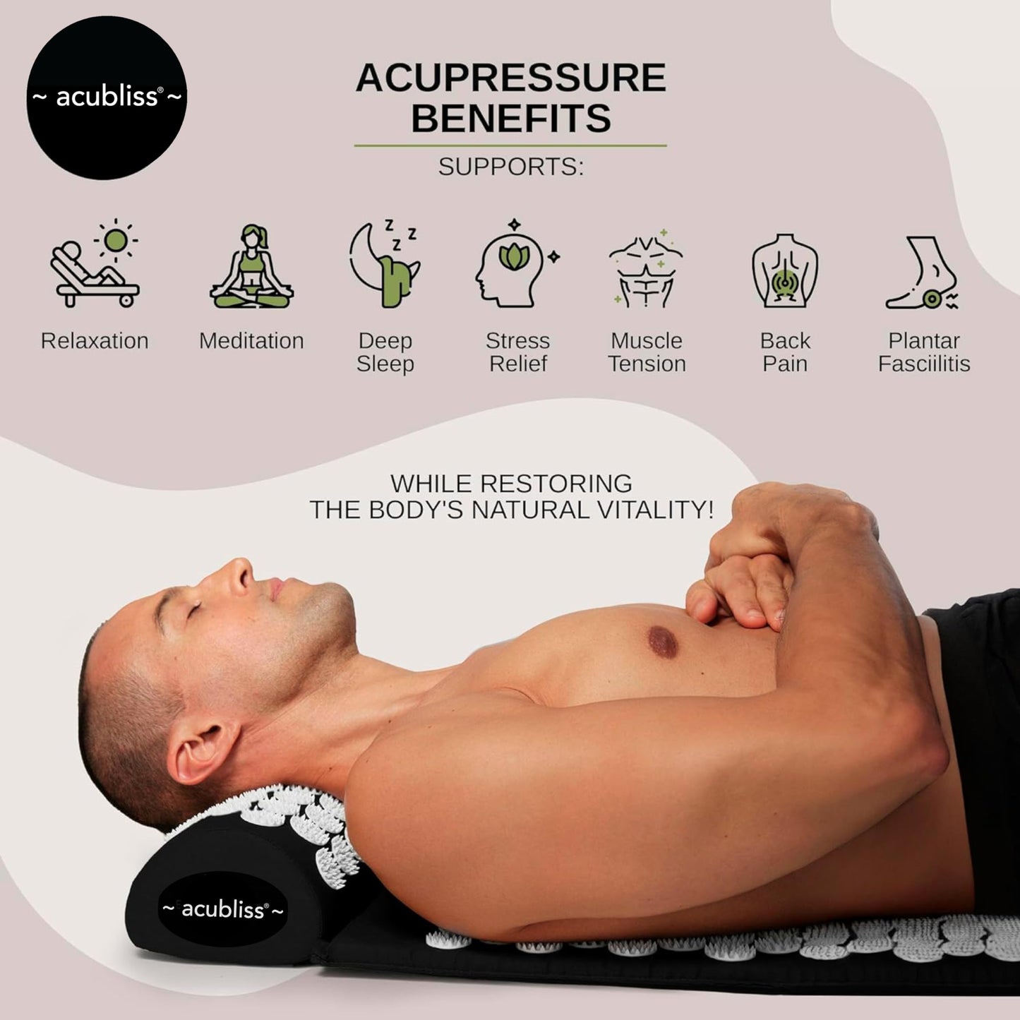 Acubliss Premium Acupressure Mat – 8358 Points, Purple (26x16x1)