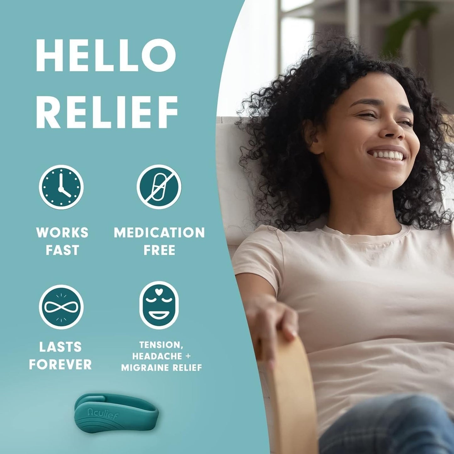 Aculief Acupressure Hand Clip – Stress Relief, Portable Stress Support (X-Small Teal)