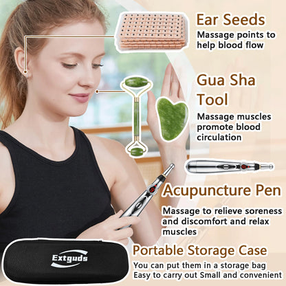 Acupuncture Super Set – 5-Head Pen, Gua Sha, Ear Seeds & Accessories