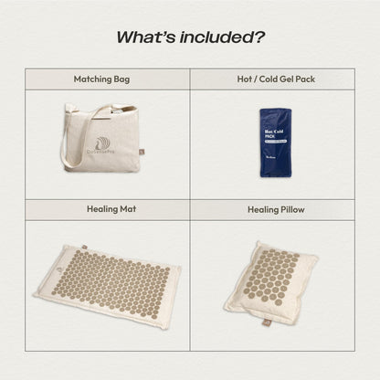 Acupressure Mat & Pillow Set – Back Pain Relief, Sleep Aid, Recovery (Natural Linen)
