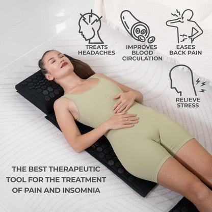 Acupressure Mat Set – 6,210 Points for Pain Relief & Relaxation – Back, Neck & Sleep Kit (Deep Black)