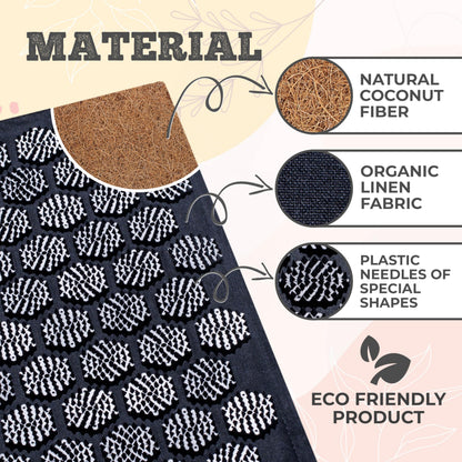 Acupressure Mat Set – 6,210 Points for Pain Relief & Relaxation – Back, Neck & Sleep Kit (Deep Black)