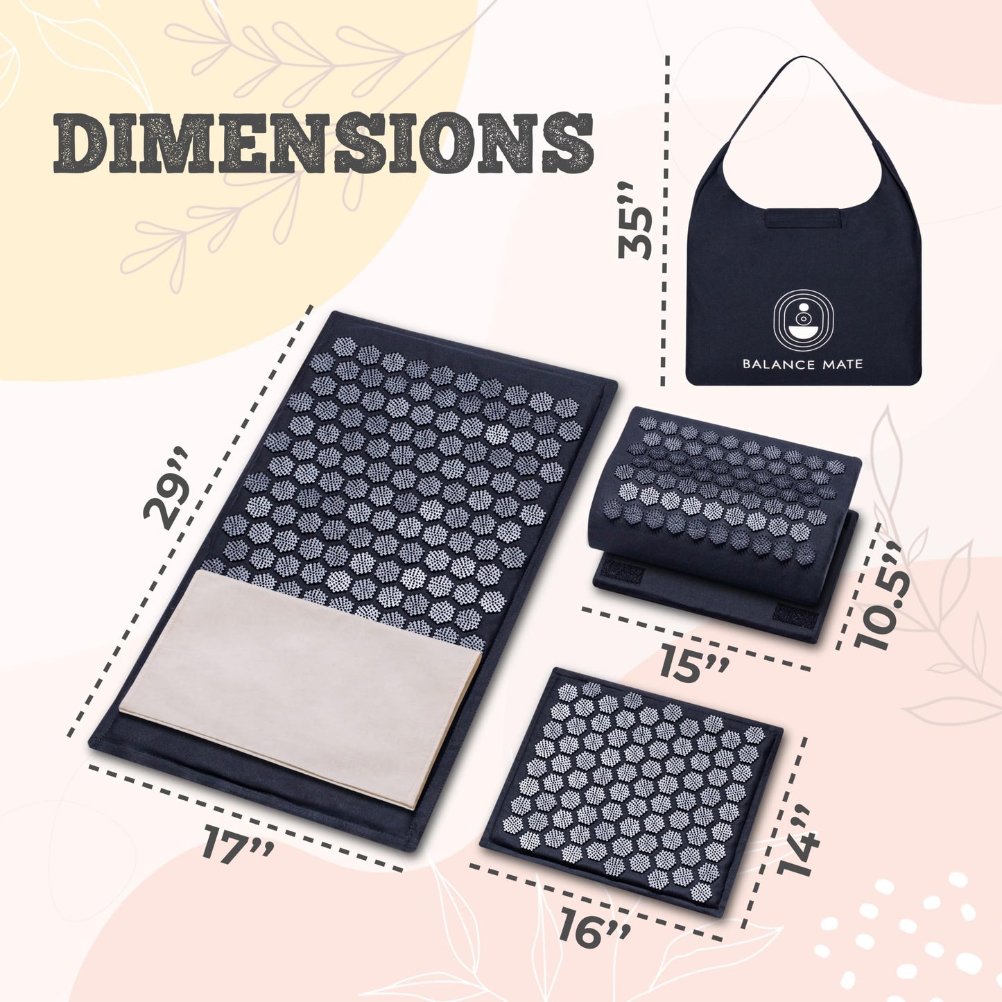 Acupressure Mat Set – 6,210 Points for Pain Relief & Relaxation – Back, Neck & Sleep Kit (Deep Black)