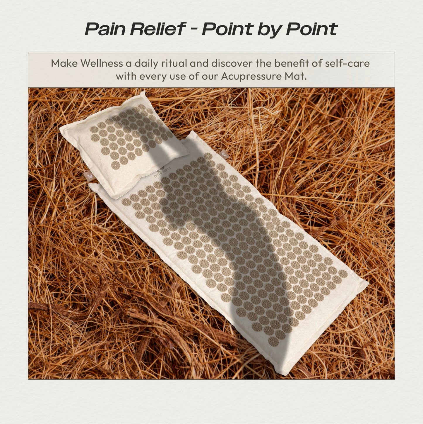 Acupressure Mat & Pillow Set – Back Pain Relief, Sleep Aid, Recovery (Natural Linen)