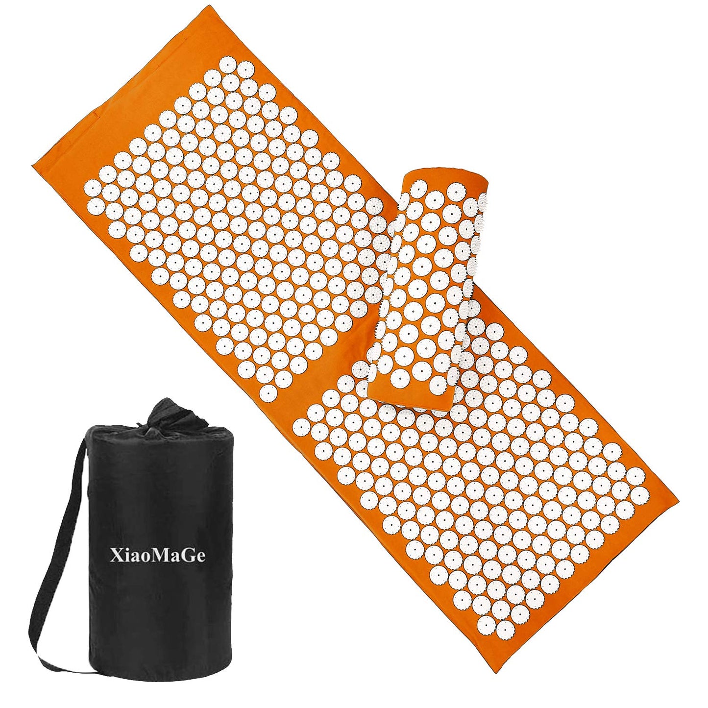 Acupressure Mat & Pillow Set with Bag – Extra Long (Orange) for Neck & Back Pain