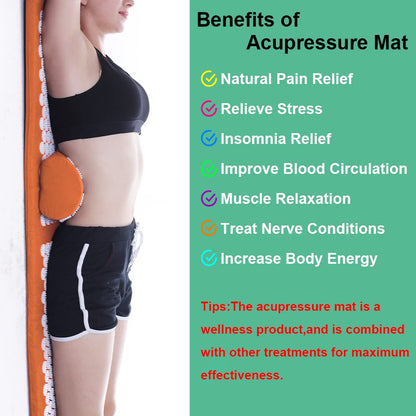 Acupressure Mat & Pillow Set with Bag – Extra Long (Orange) for Neck & Back Pain