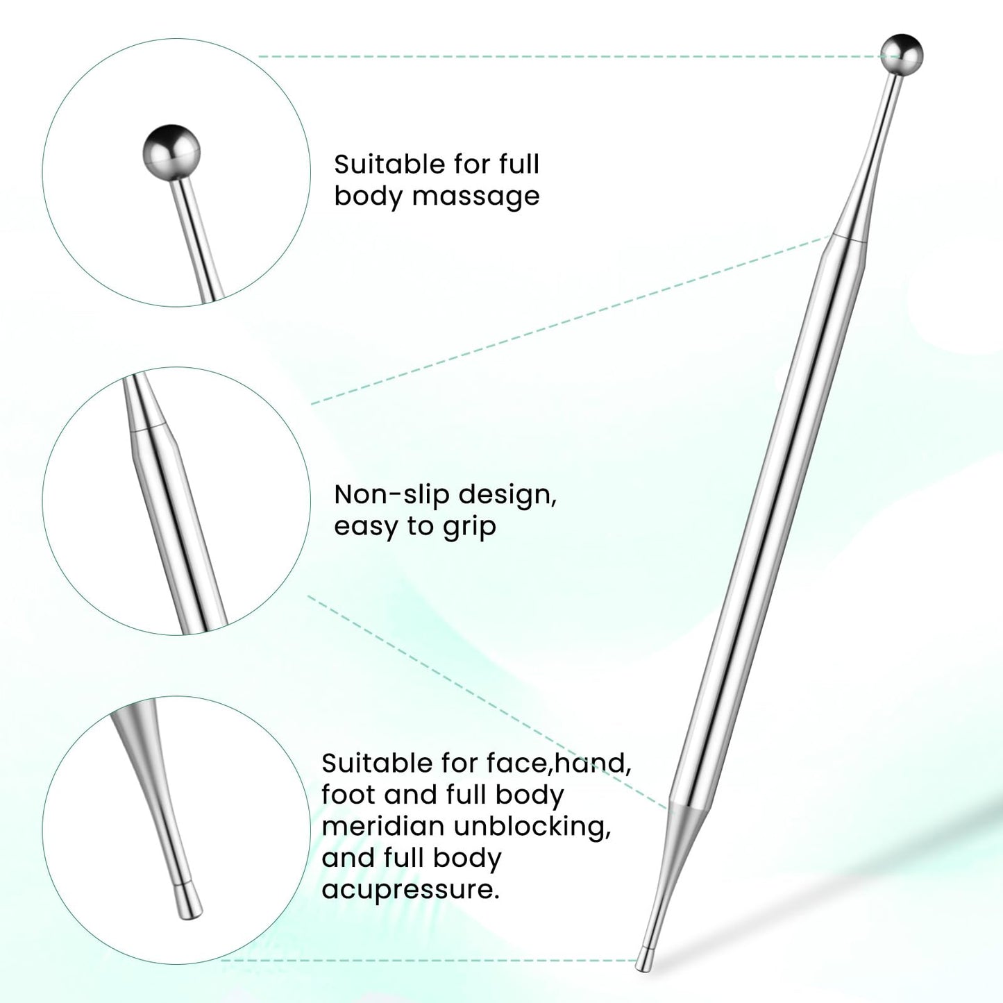 Acupuncture Pens Dual Head Facial Reflexology Tool – Stainless Steel 5.1in