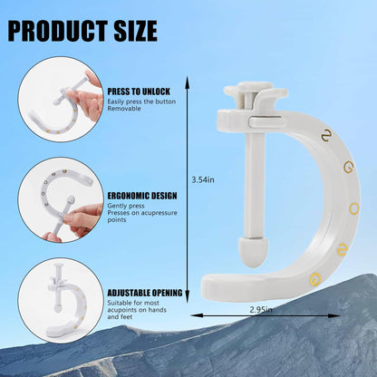 2PCS Acupuncture Clip Tool – Migraine Relief, Portable Hand Massage (Light Gray)