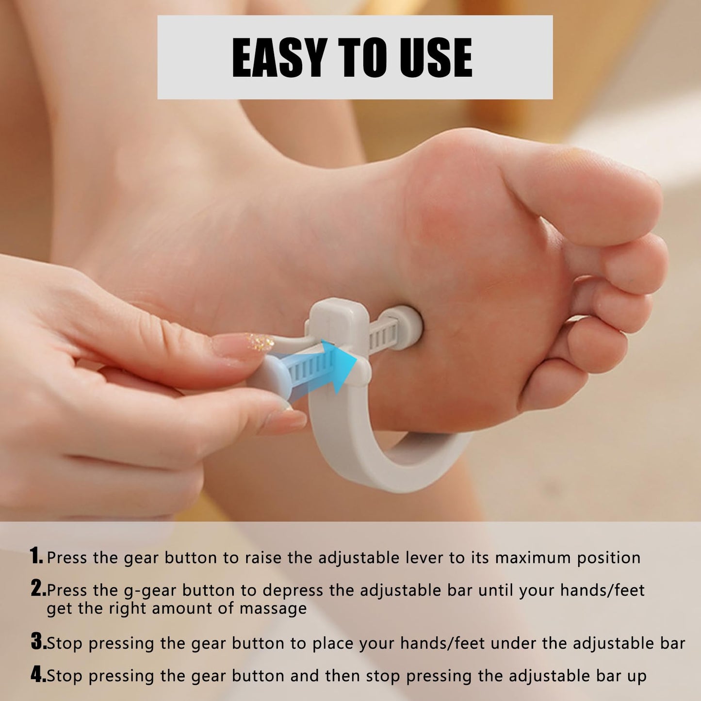 2PCS Acupuncture Clip Tool – Migraine Relief, Portable Hand Massage (Light Gray)