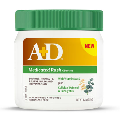 A+D Medicated Rash Ointment 15.2 oz – Soothes Poison Ivy, Eczema, Beard & Bikini Rash, Dry Skin