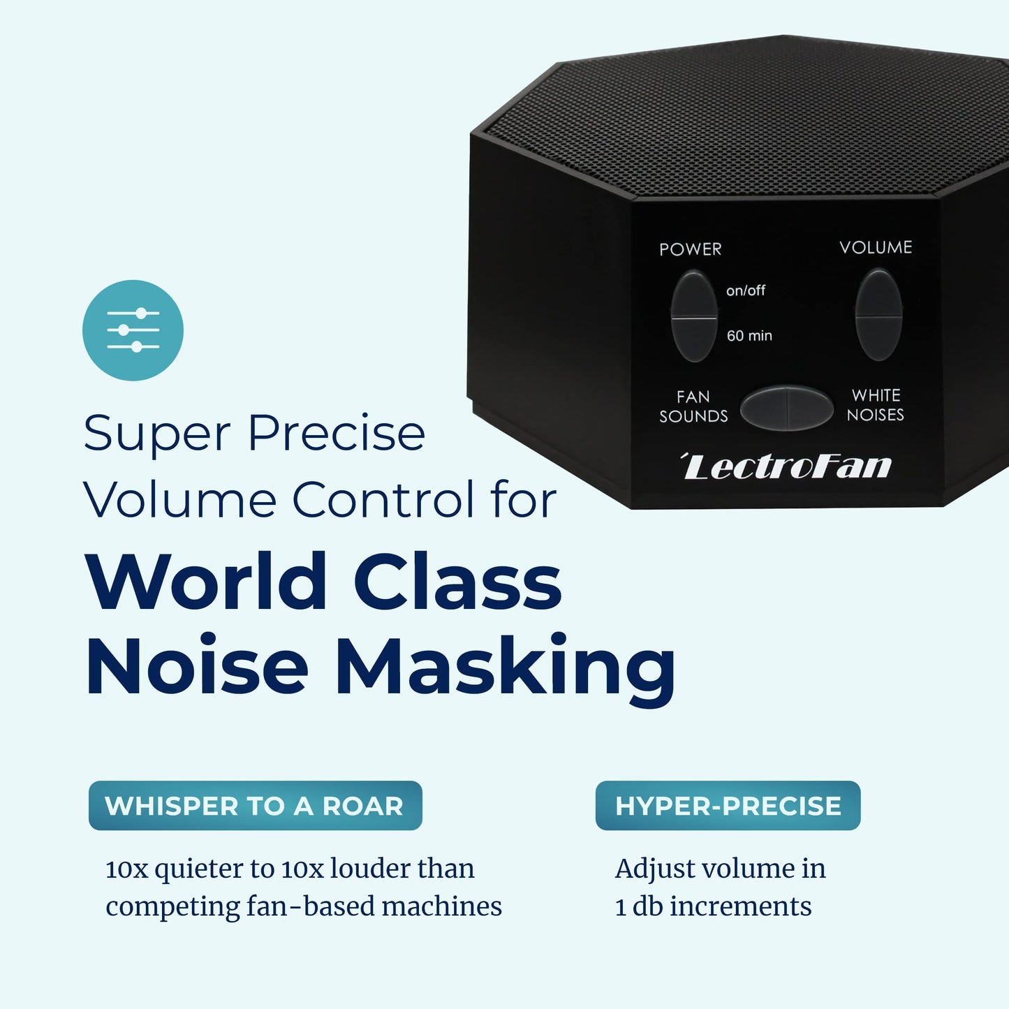 LectroFan Classic White Noise Machine by Adaptive Sound Technologies – Compact, Non-Looping Sounds for Sleep, Travel, and Study