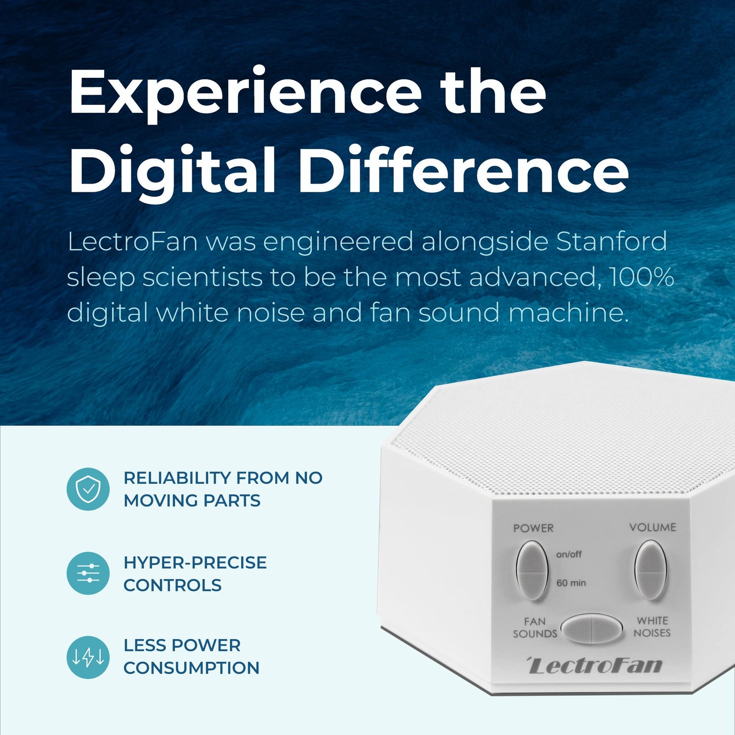 LectroFan Classic White Noise Machine by Adaptive Sound Technologies – Compact Sleep Sound Machine