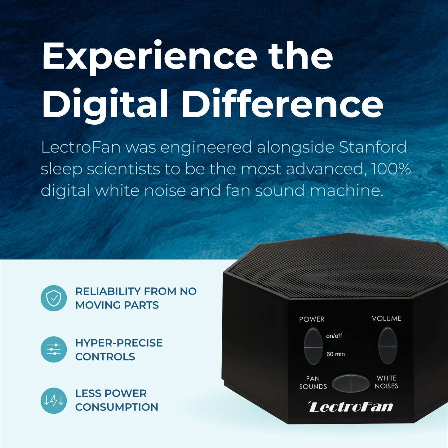 LectroFan Classic White Noise Machine by Adaptive Sound Technologies – Compact, Non-Looping Sounds for Sleep, Travel, and Study
