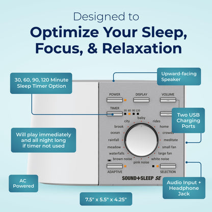 Adaptive Sound Technologies Sound Sleep SE Noise Machine – White Noise & Nature Sounds for Sleep
