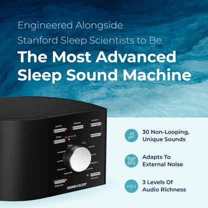 Sound+Sleep High Fidelity Sleep Sound Machine by Adaptive Sound Technologies — 30 Non-Looping Nature Sounds & Sleep Timer