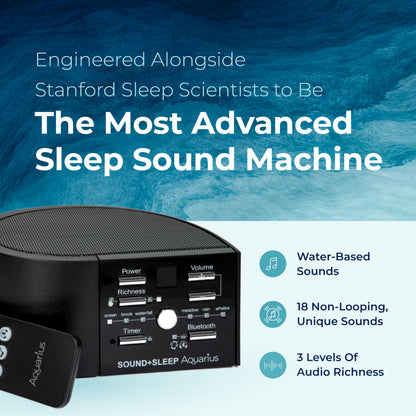 Adaptive Sound Technologies Sound + Sleep Aquarius Aquatic Noise Machine – Water Sounds for Sleep & Relaxation | Timer & Headphone Jack | Black
