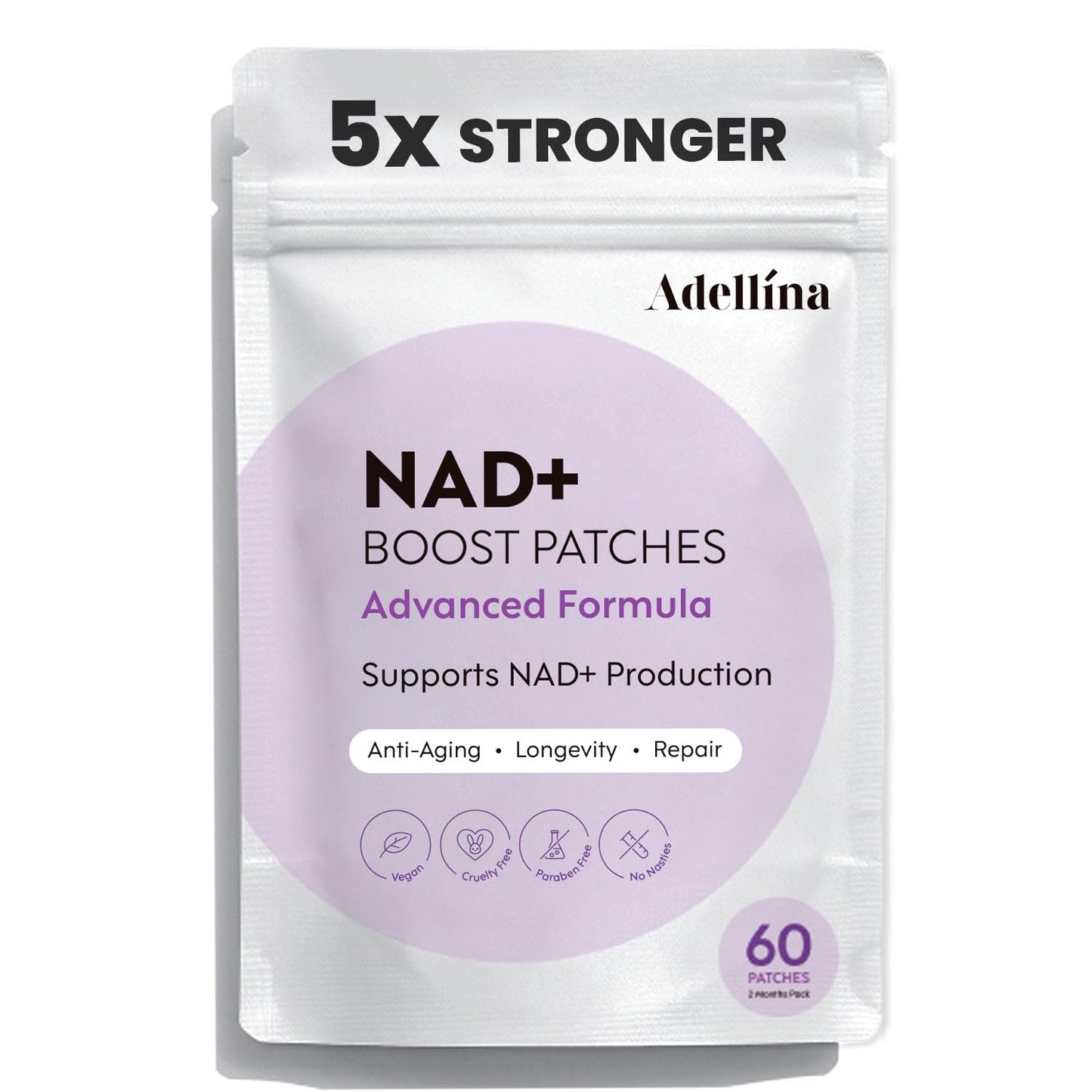 Adellina NAD+ Patches for Women 60 Count - Advanced NMNH Nicotinamide CoQ10 2 Months Pack