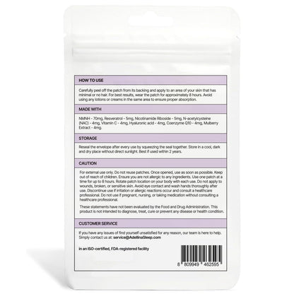Adellina NAD+ Patches for Women 60 Count - Advanced NMNH Nicotinamide CoQ10 2 Months Pack