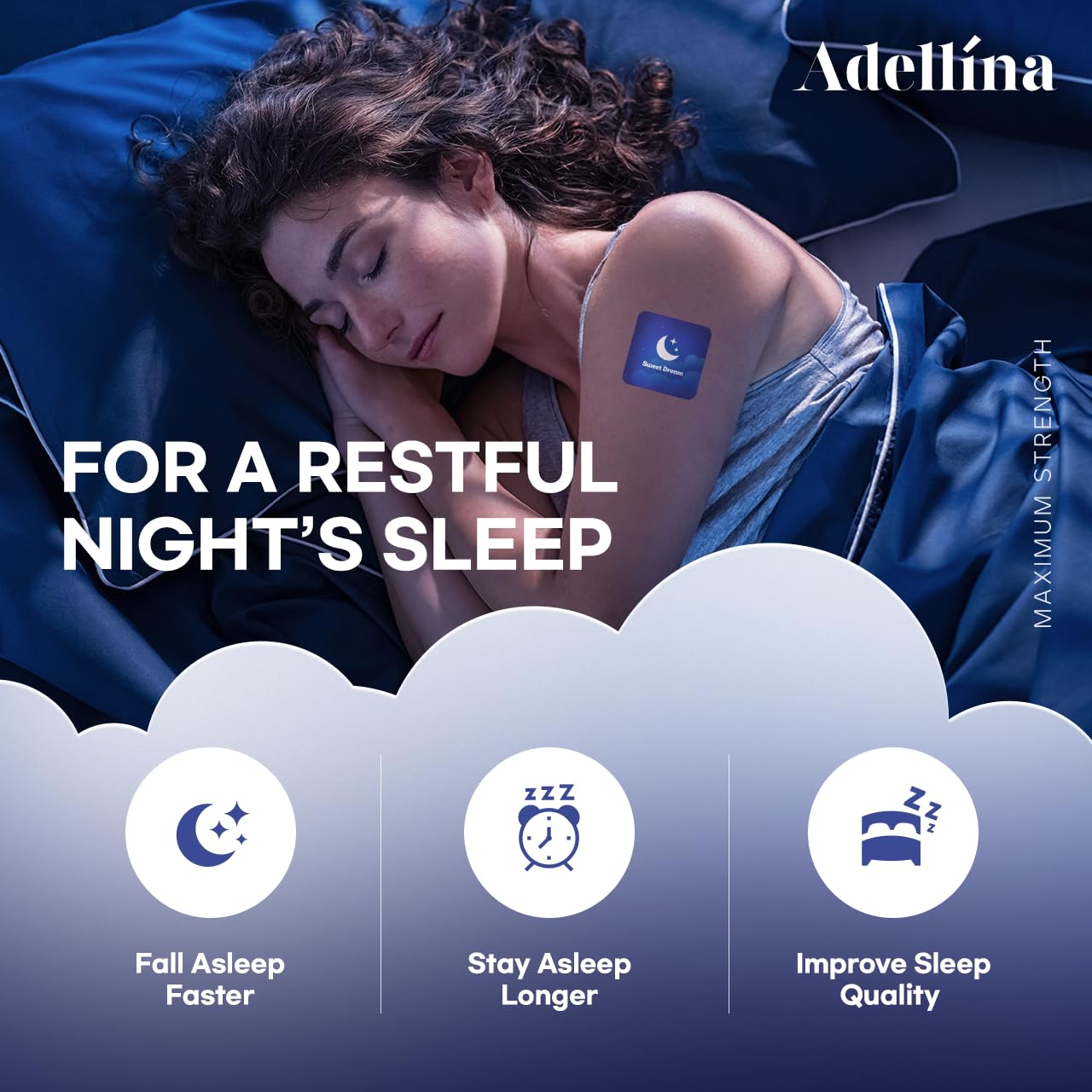 Adellina Sleep Patches - Extra Strength Sleep Aid for Adults (30 Patches) | All-Natural & Cruelty-Free