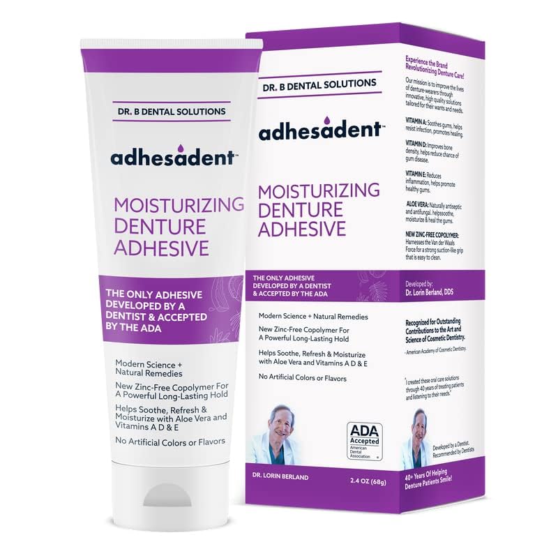 Adhesadent Moisturizing Denture Adhesive – Zinc-Free, ADA Approved, 2 Pack