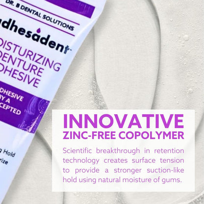 Adhesadent Moisturizing Denture Adhesive – Zinc-Free, ADA Approved, 2 Pack