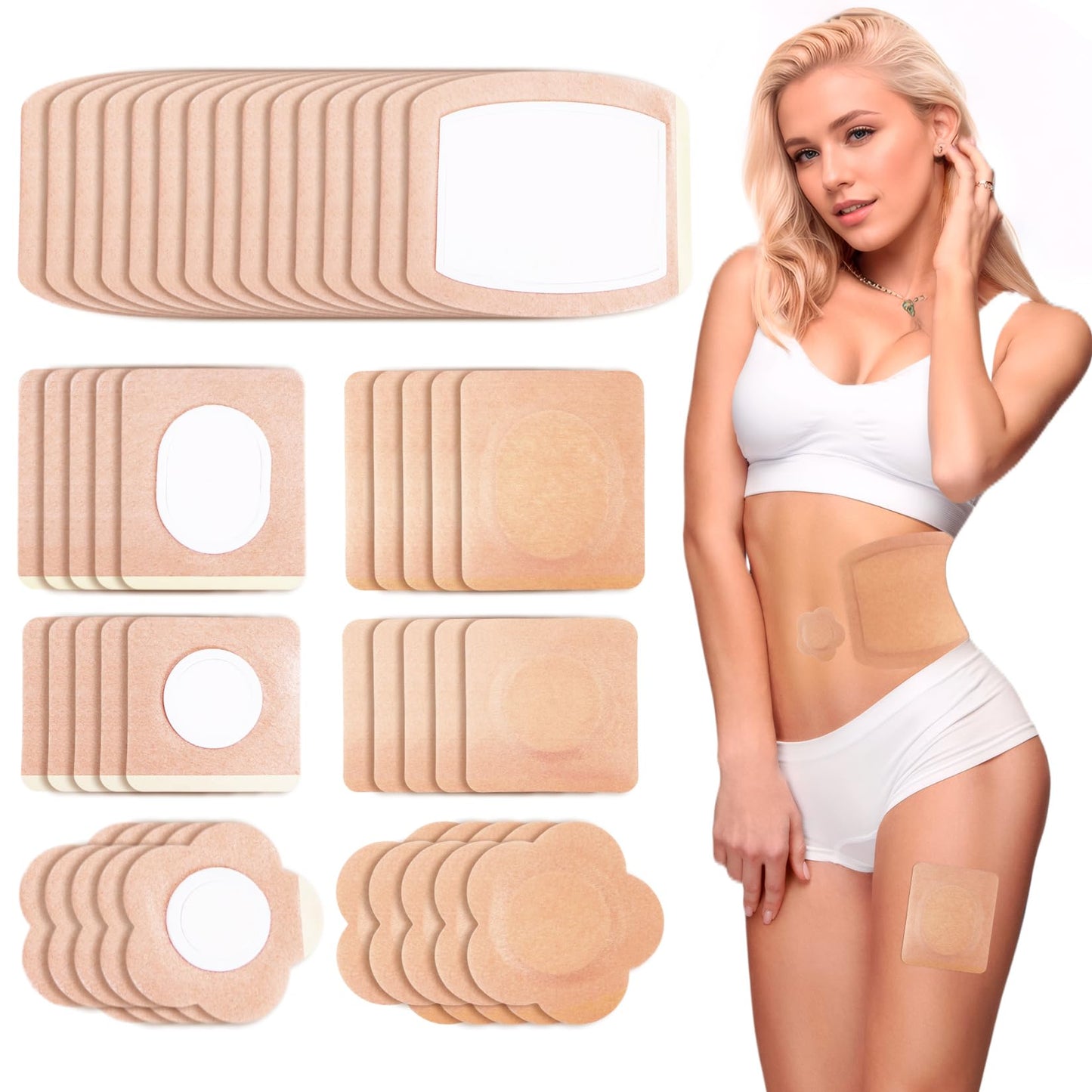 30Pcs Adhesive Castor Oil Pack Wrap – Organic Cotton Patch for Waist, Back, Neck, Arm, Belly | Leak-Proof