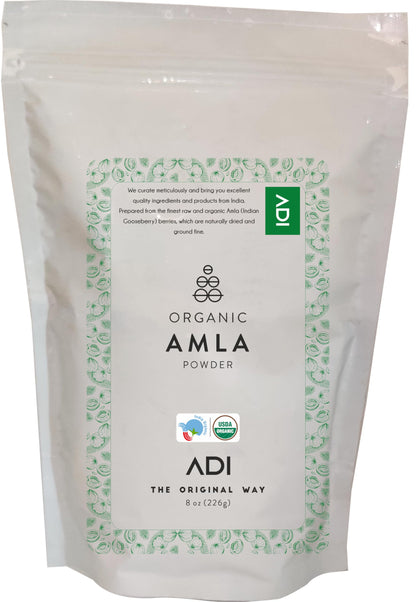 ADI Organic Amla Powder 8oz - 100% Pure Amalaki, Hair Growth Support, USDA Organic