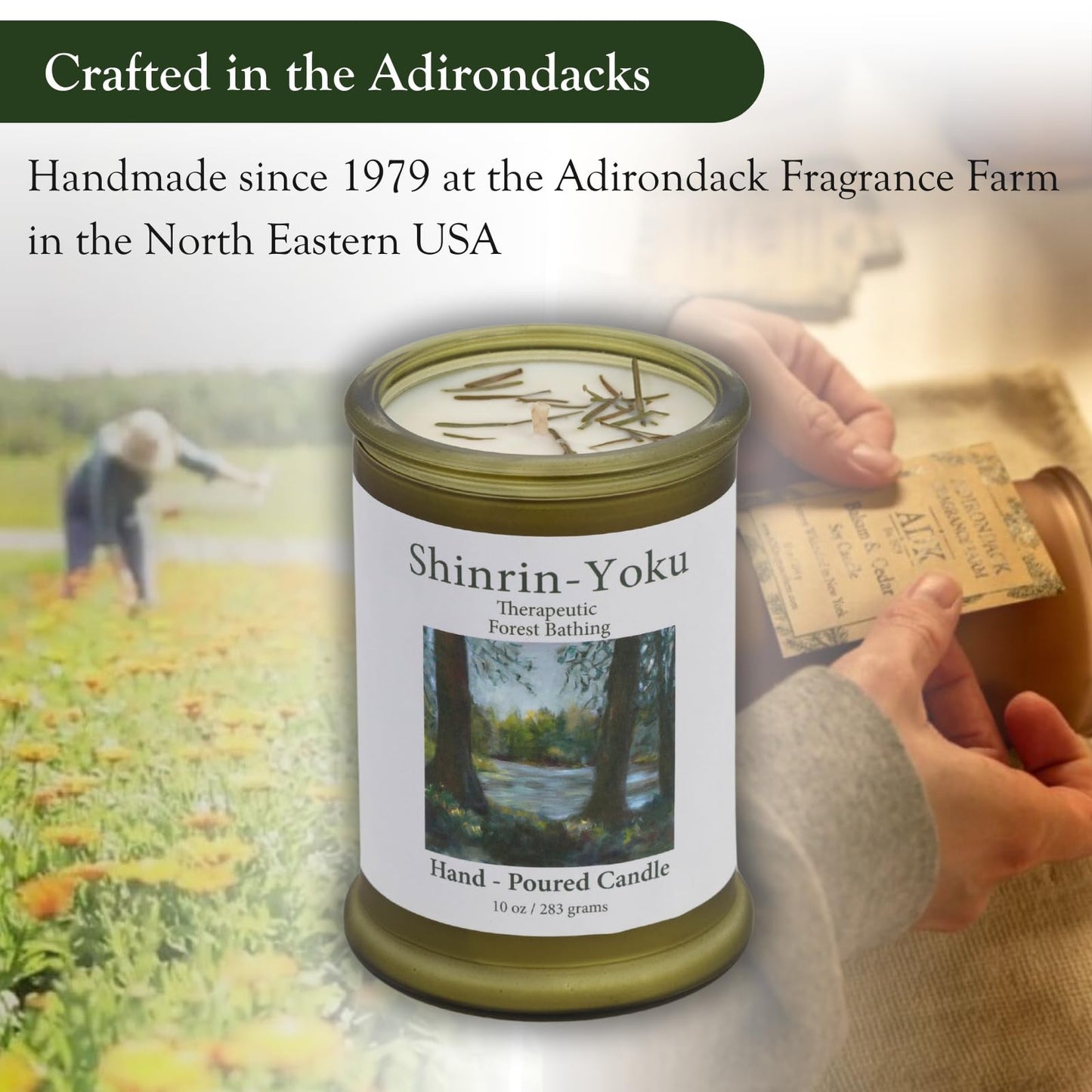 ADK Shinrin Yoku Scented Candle – 10 oz Soy Wax, Made in USA | Adirondack Fragrance & Flavor Farm