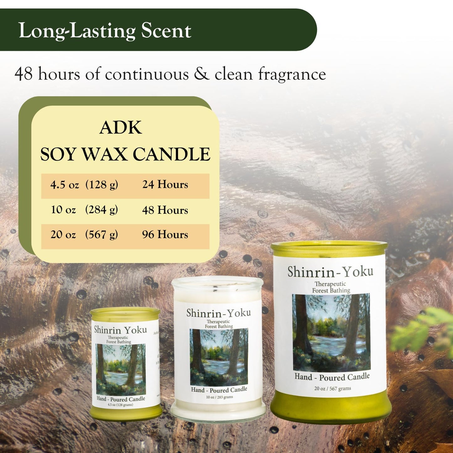 ADK Shinrin Yoku Scented Candle – 10 oz Soy Wax, Made in USA | Adirondack Fragrance & Flavor Farm