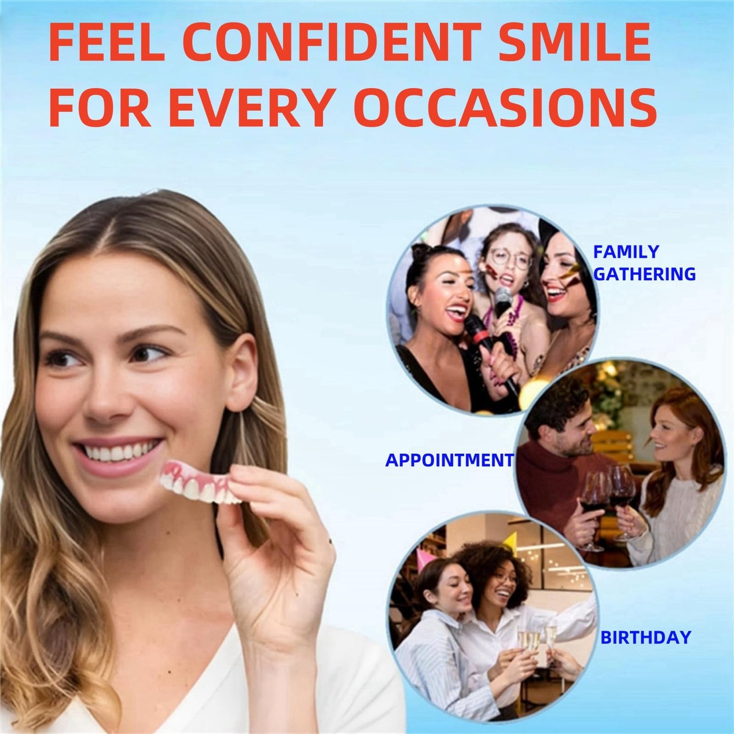 Xinshijie Soft Silicone Denture Liners - Comfortable Upper & Lower Set