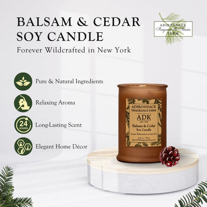 ADK Balsam & Cedar Scented Candle - 4.5 Oz Soy Wax Aromatherapy, Hand Poured in the USA