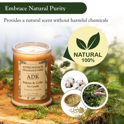 ADK Balsam & Cedar Scented Candle - 4.5 Oz Soy Wax Aromatherapy, Hand Poured in the USA