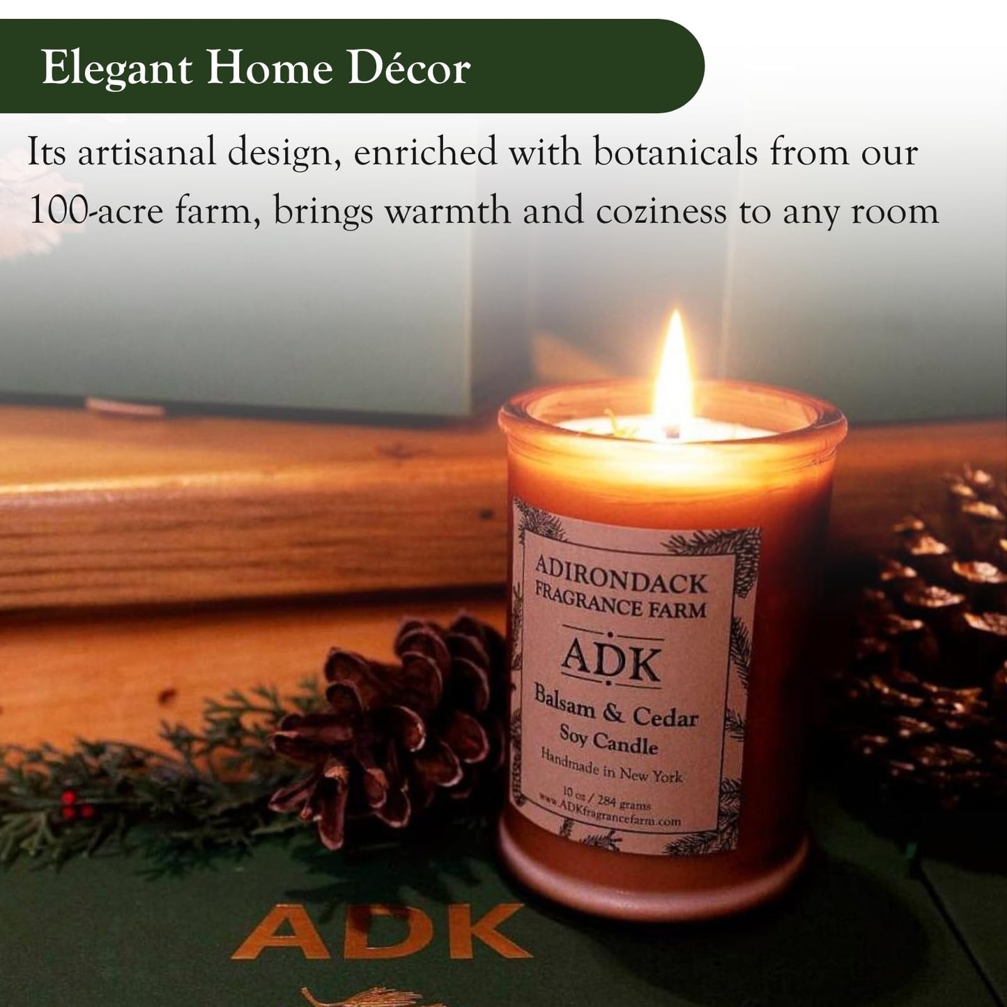 ADK Balsam & Cedar Scented Candle - 4.5 Oz Soy Wax Aromatherapy, Hand Poured in the USA