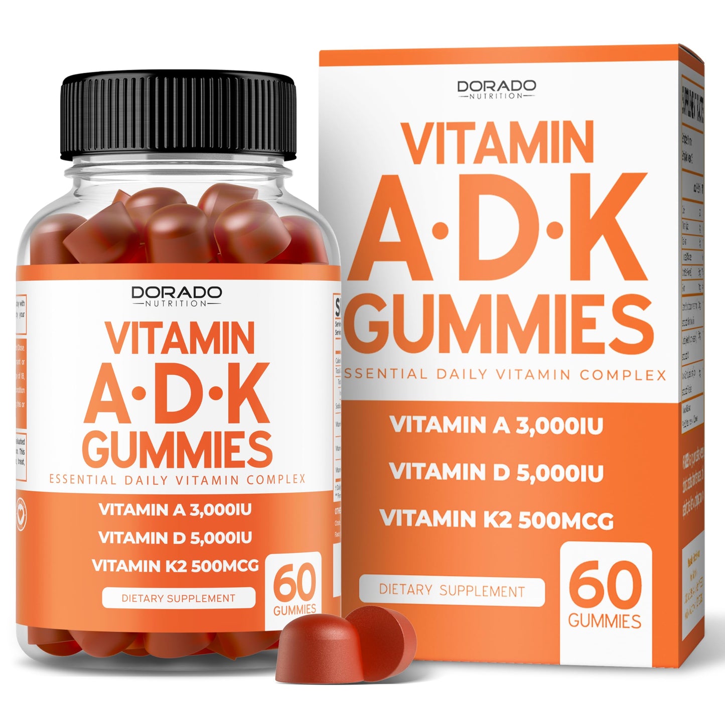ADK Gummies D3 K2 – Raspberry 60-Count Sugar Free (10k/5k IU)