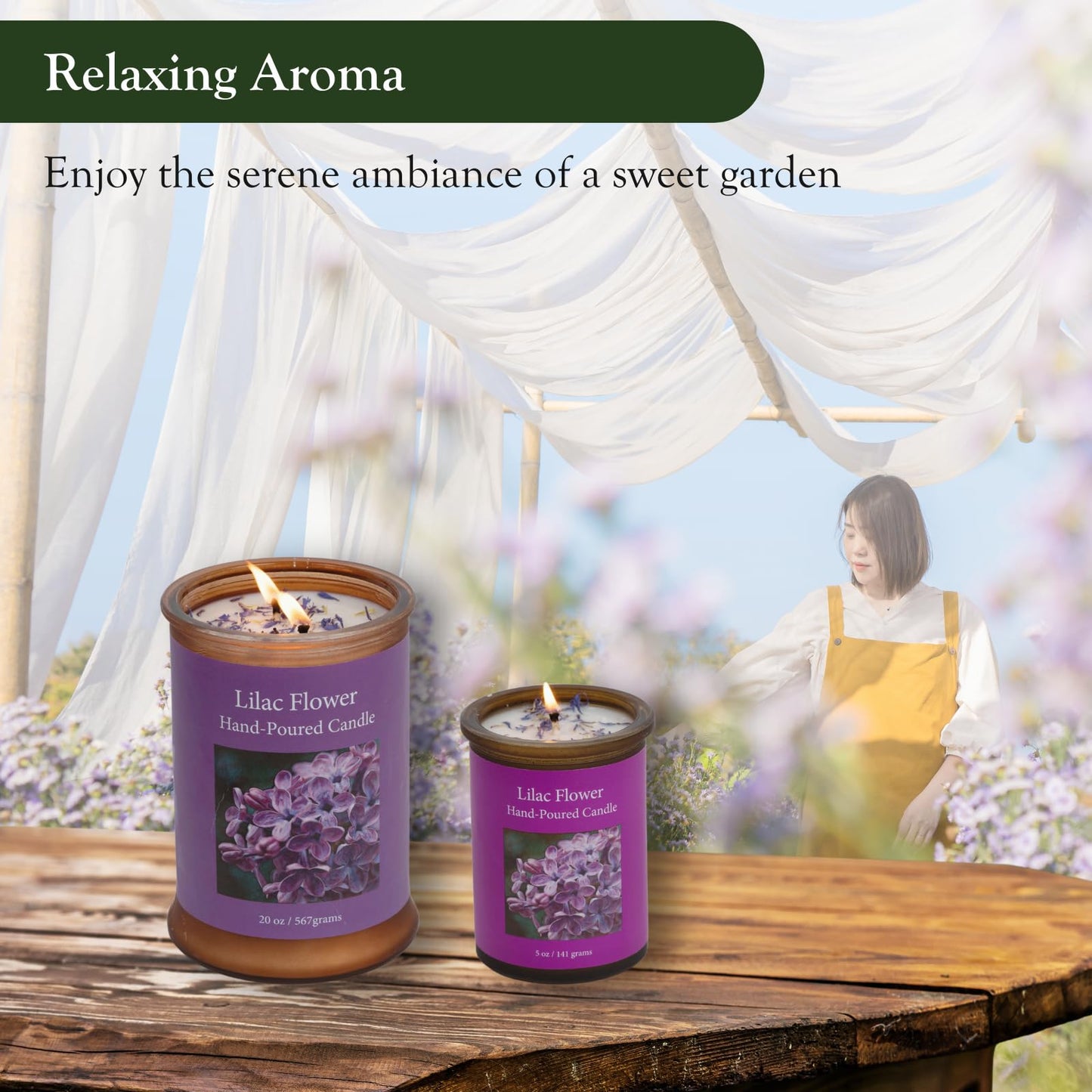 ADK Lilac Scented Candle – 4.5 oz Aromatherapy Candle, Hand-Poured in USA | Premium Soy Wax | Adirondack Fragrance Farm