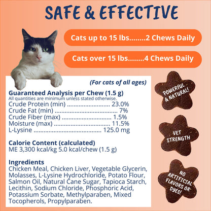 Under the Weather Pet Daily Cat L-Lysine | Immune Support & Respiratory Health | 60 Star Shaped Soft Chews