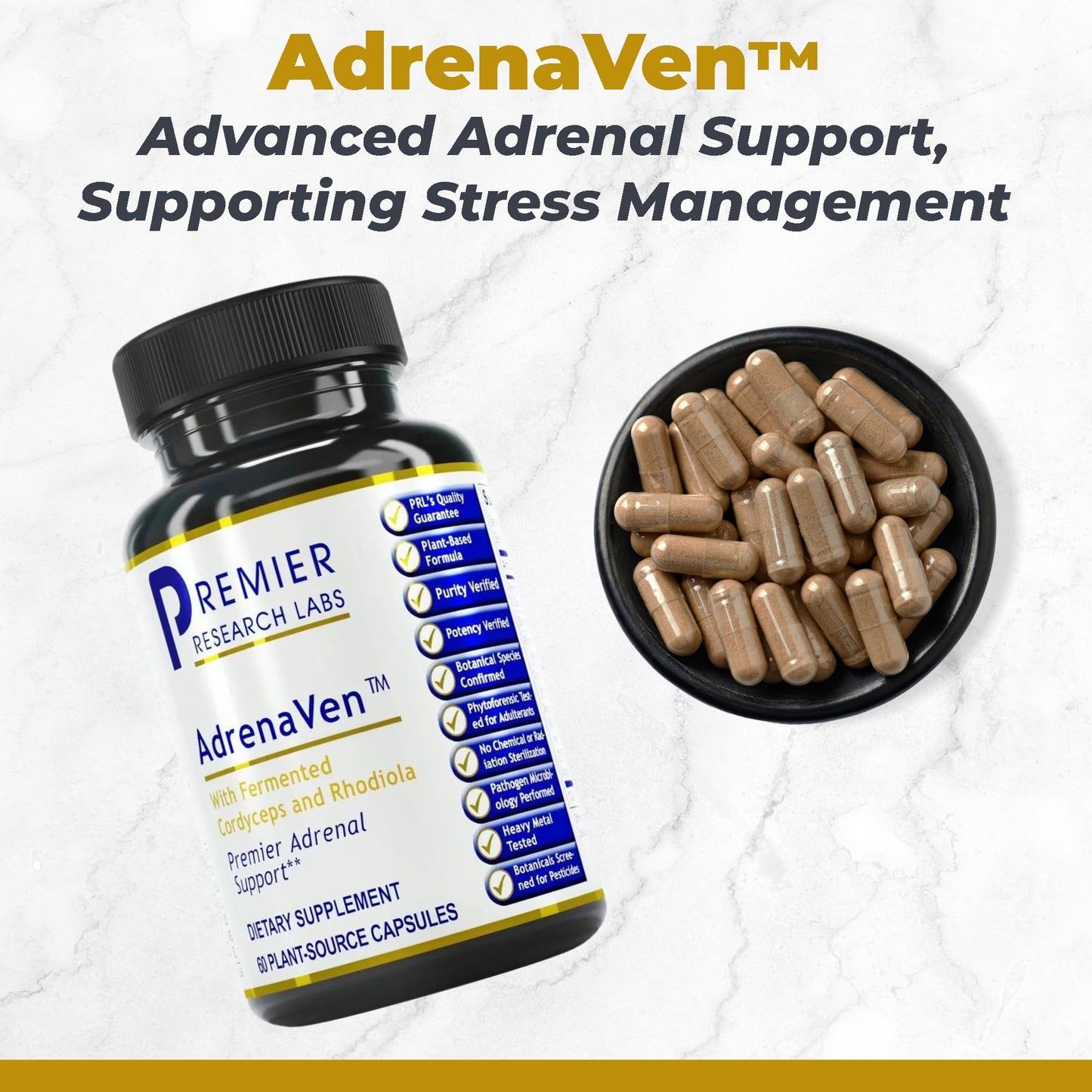 Premier Research Labs AdrenaVen 30 Servings – Adrenal Health Supplement | Supports Adrenal Gland Health & Stress Response – Organic Adrenal Health – 60 Plant-Source Capsules