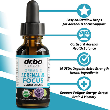Adrenal Support Liquid Drops – Organic Adaptogens for Focus & Calm (1oz)