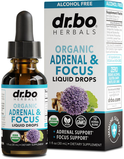 Adrenal Support Liquid Drops – Organic Adaptogens for Focus & Calm (1oz)