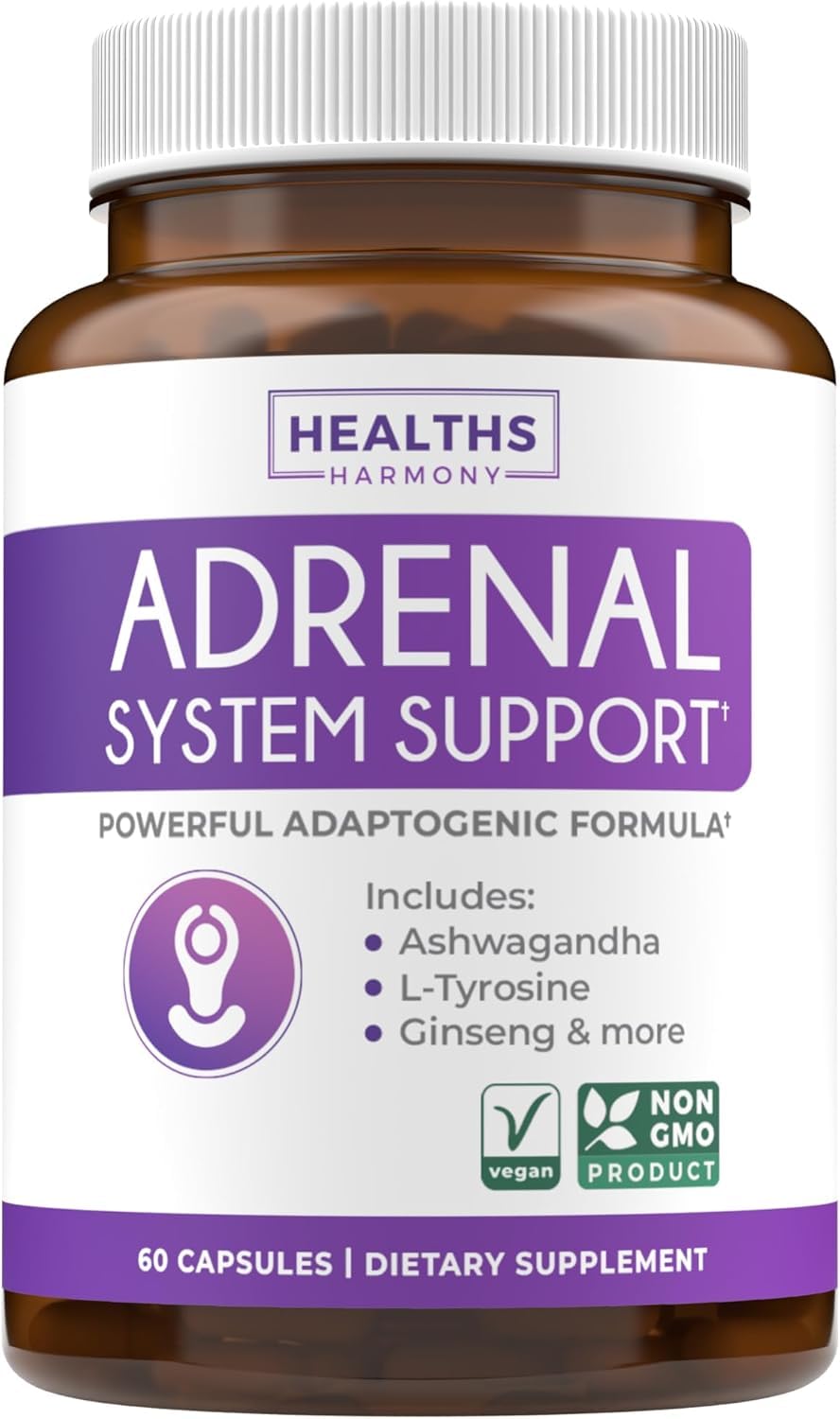 Adrenal System Support & Cortisol Manager – 60 Capsules (Ashwagandha & L-Tyrosine)